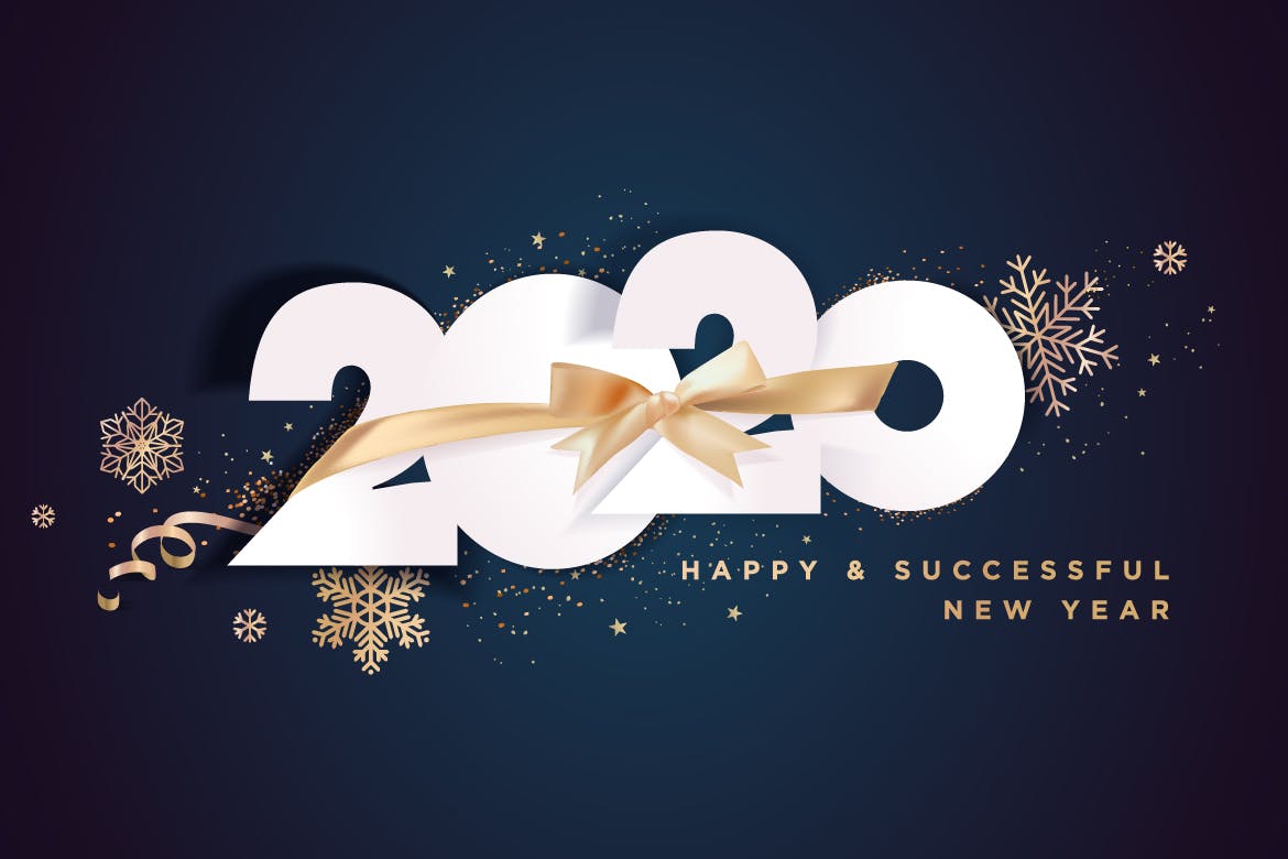 圣诞节庆祝暨迎接2020年主题矢量插画设计素材v3 Business Happy New Year 2020 greeting card插图