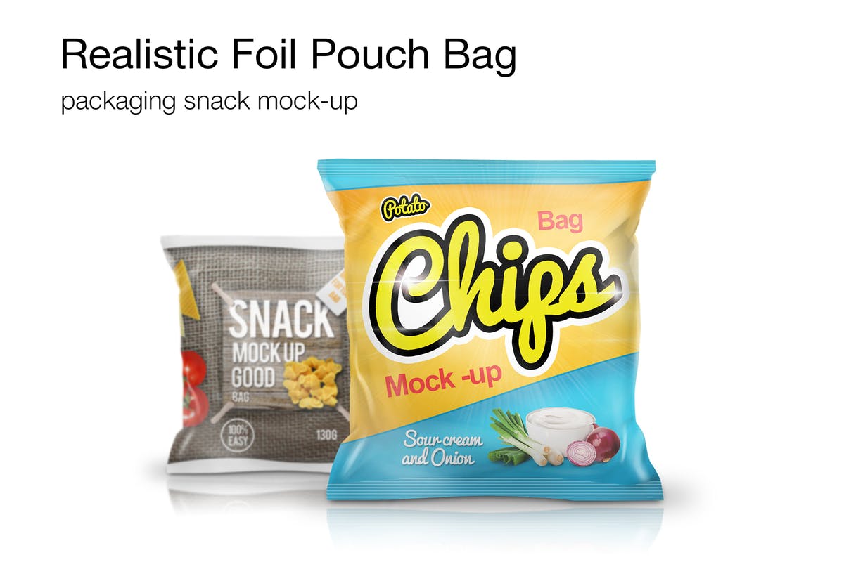 小吃/零食塑料包装外观设计样机 Snack Bag Mockup插图