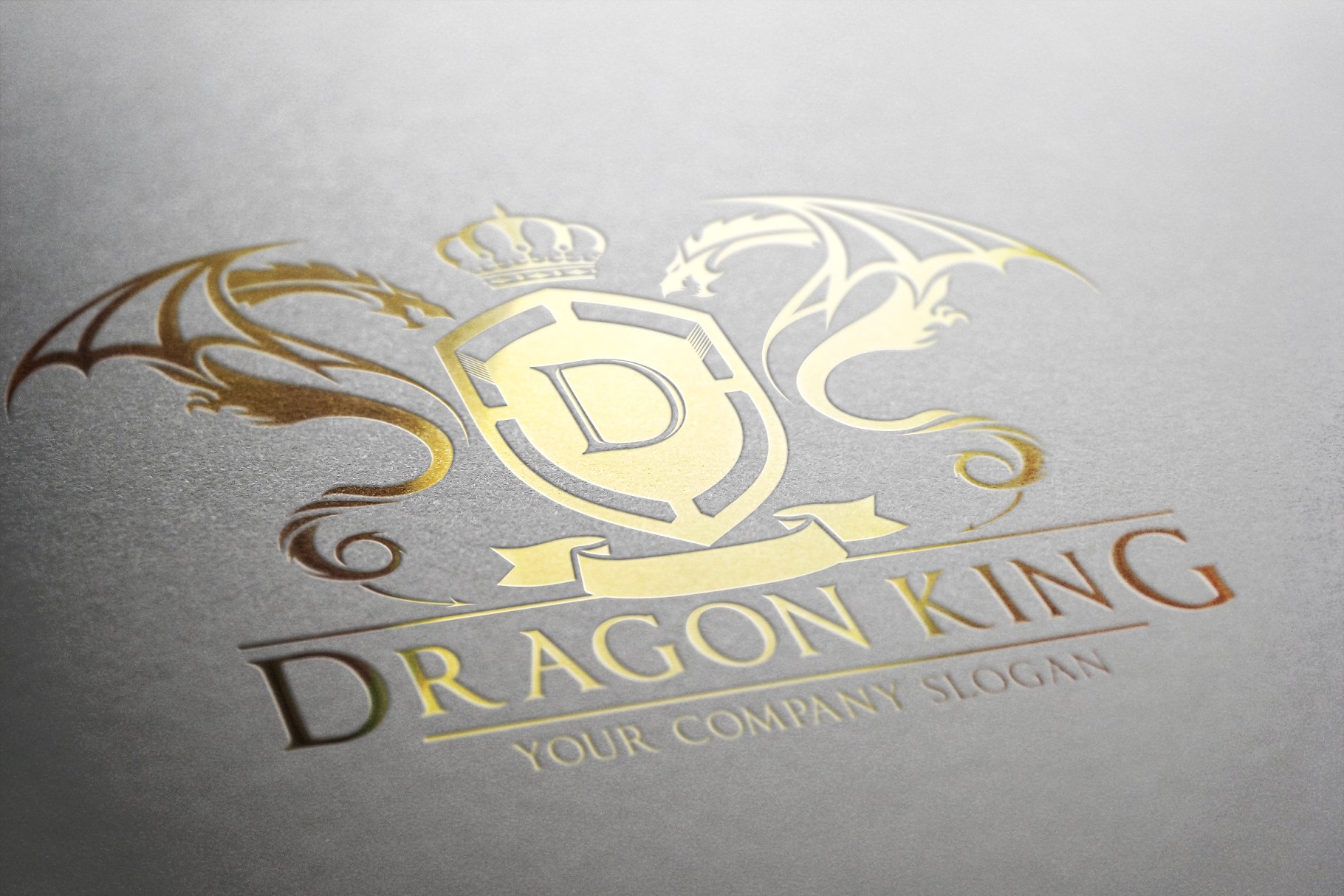 带翅膀金箔龙商业标志Logo模板 Dragon King Logo插图