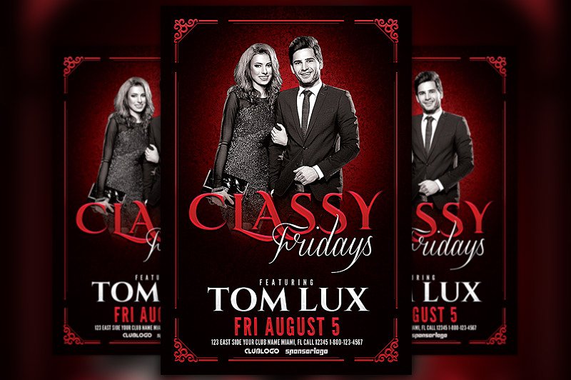 高端奢侈品品牌人物海报模板 Classy Fridays Flyer Template插图