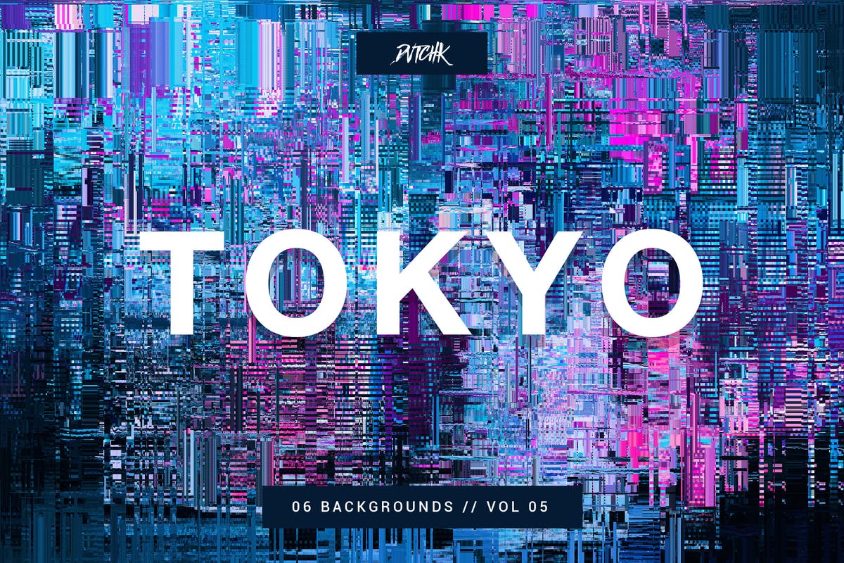 东京城市照片信号故障效果背景图片v05 Tokyo| City Glitch Backgrounds | Vol. 05插图
