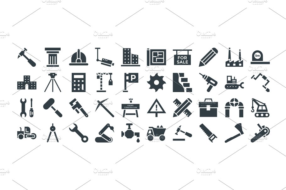 100+建筑主题矢量图标 100+ Construction Vector Icons插图(2)