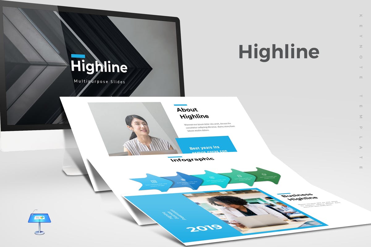 简约企业数据信息图表演示Keynote幻灯片模板 Highline – Keynote Template插图