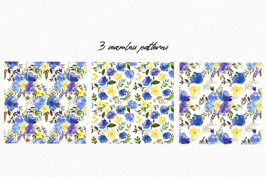 皇家蓝色水彩花卉剪贴画 Royal Blue Watercolor Floral Clipart插图4