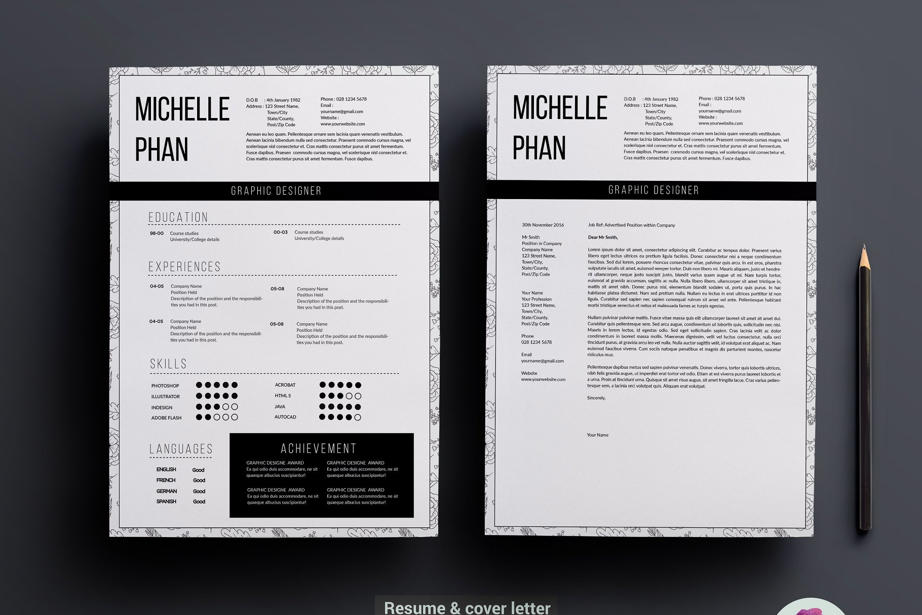 现代电子简历模板 Modern 1 page resume插图1