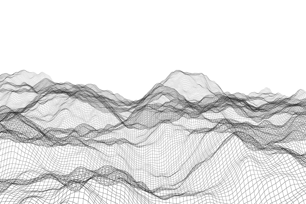 抽象山脉3D渲染波纹高清背景图素材 Wire Waves Background Set插图(1)