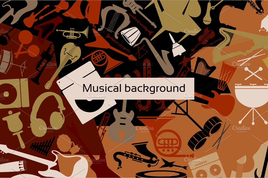 各类乐器图案背景素材 Musical background插图