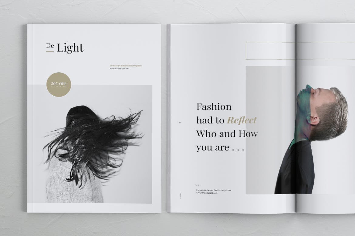 时尚服装品牌产品目录/画册设计模板 DE LIGHT Minimalist Fashion Magazine插图(1)