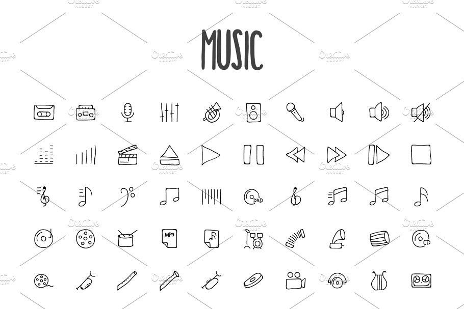 2440个手绘涂鸦图标 2440 Hand Drawn Doodle Icons Bundle插图(4)