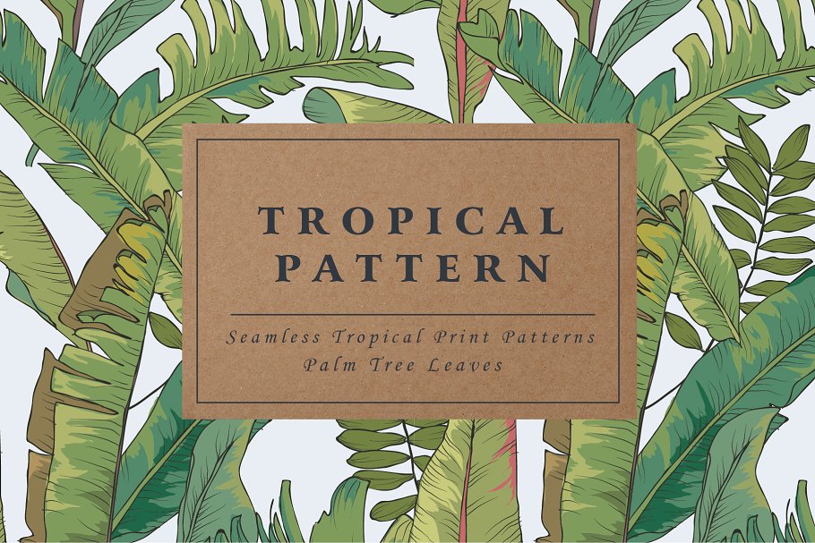 热带植物棕榈树矢量无缝图案Palm Tree Leaves插图