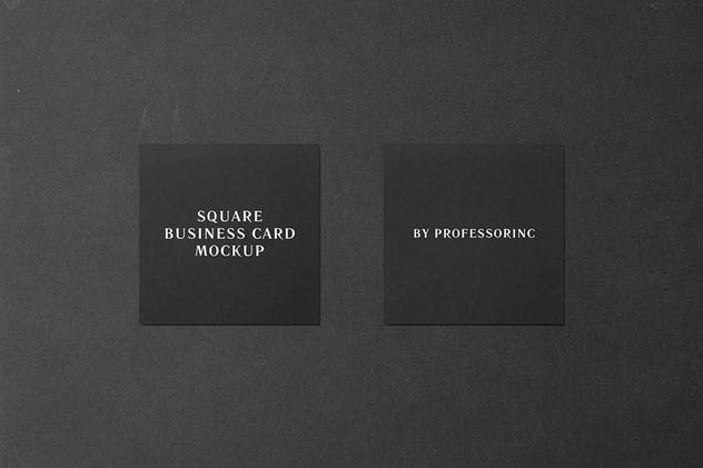 黑色方形商业名片样机模板 Square Business Card Mockup – Black Edition插图3