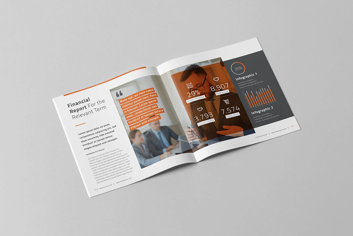 市场调研公司方形宣传画册设计模板 Valencia Brochure – Square插图7