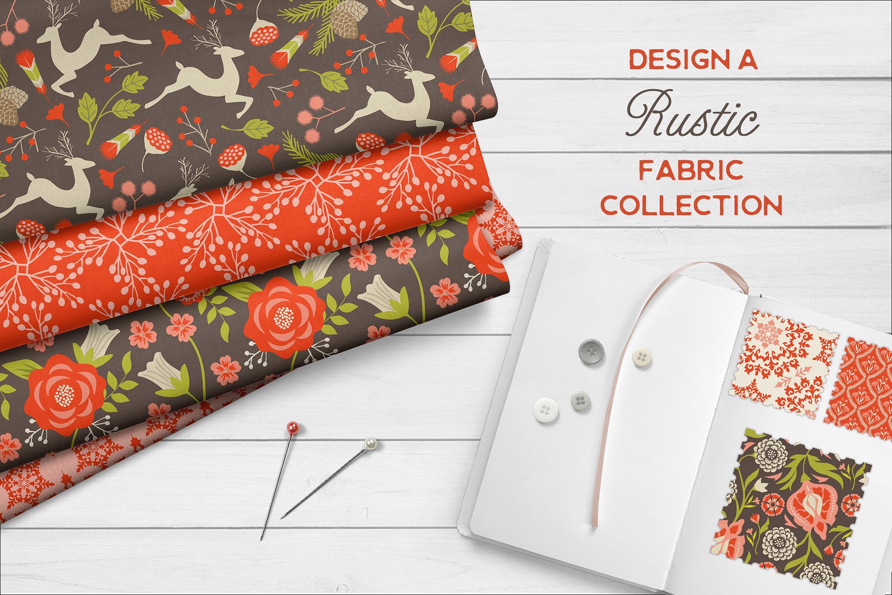 乡村圣诞矢量图形与无缝图案纹理 Rustic Christmas Graphics & Patterns插图(7)