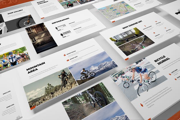 自行车品牌宣传PPT幻灯片设计模板 Bicycle Powerpoint Presentation Template插图(8)