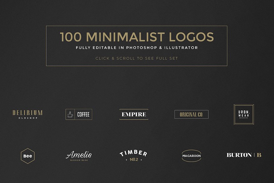 100个小微Logo模板及80个版式Logo模板 100 Minimal Logos + BONUS插图(2)