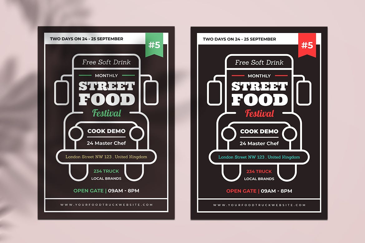 美食车餐车宣传海报传单设计模板 Food Truck Flyer插图