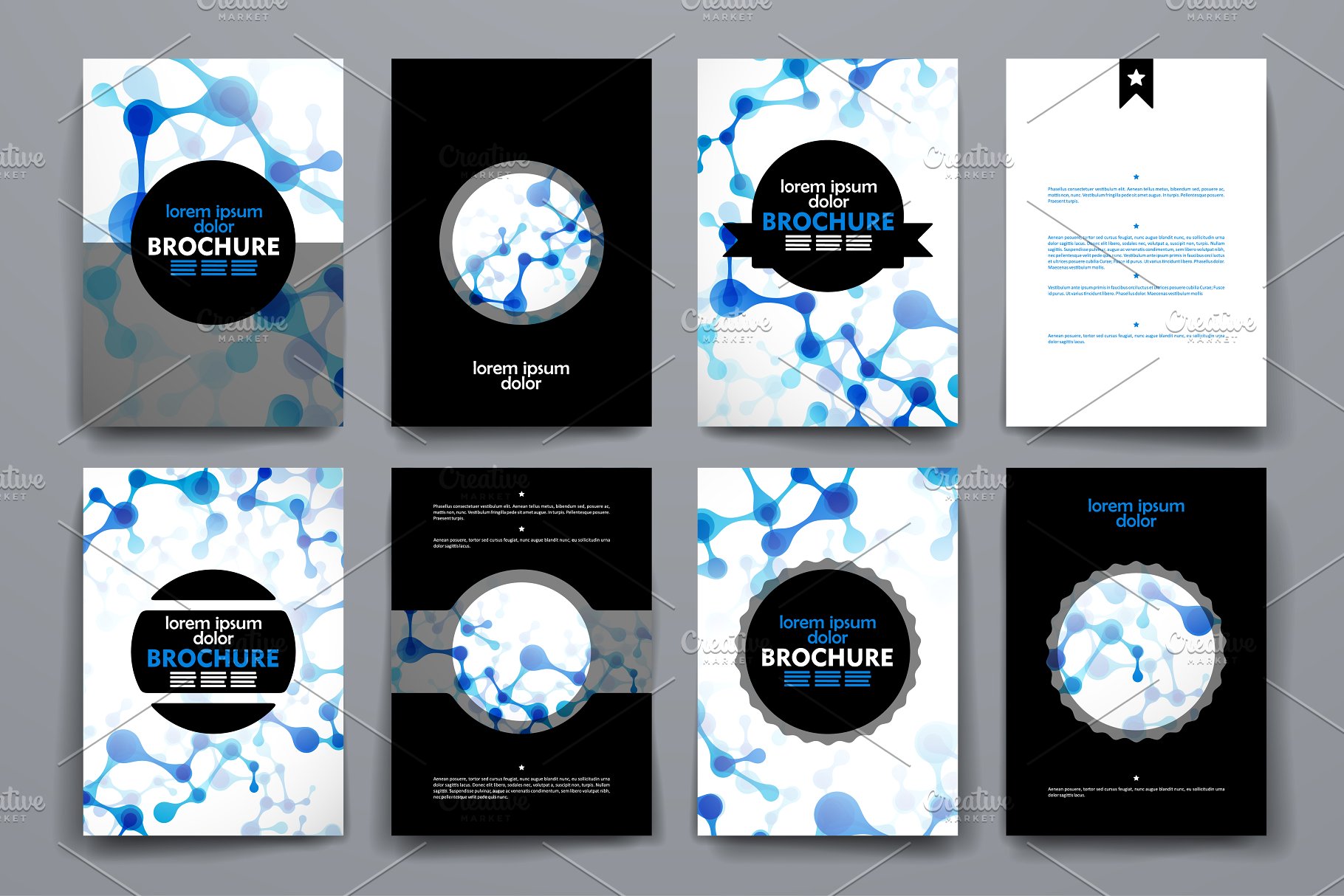 DNA抽象图形背景画册模板合集 Big Pack Brochures in DNA Style.插图(1)