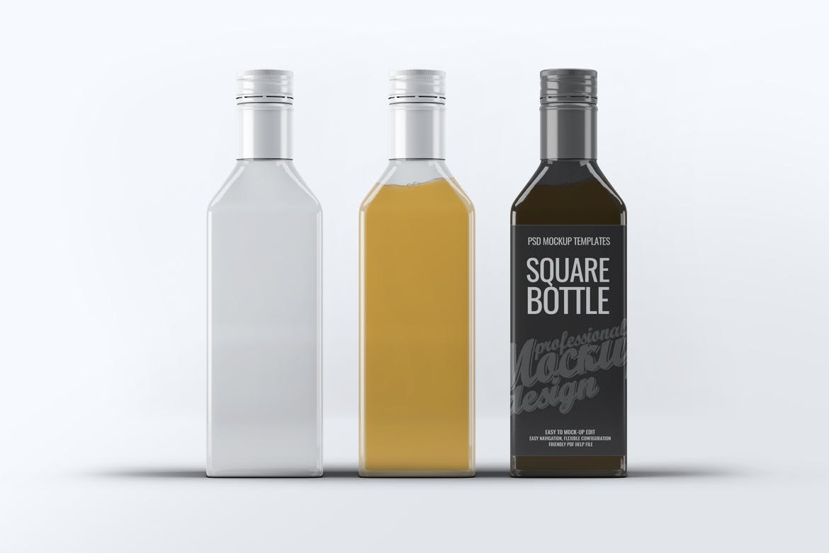 方形玻璃瓶设计样机模板 Square Glass Bottle Mock-Up插图(5)