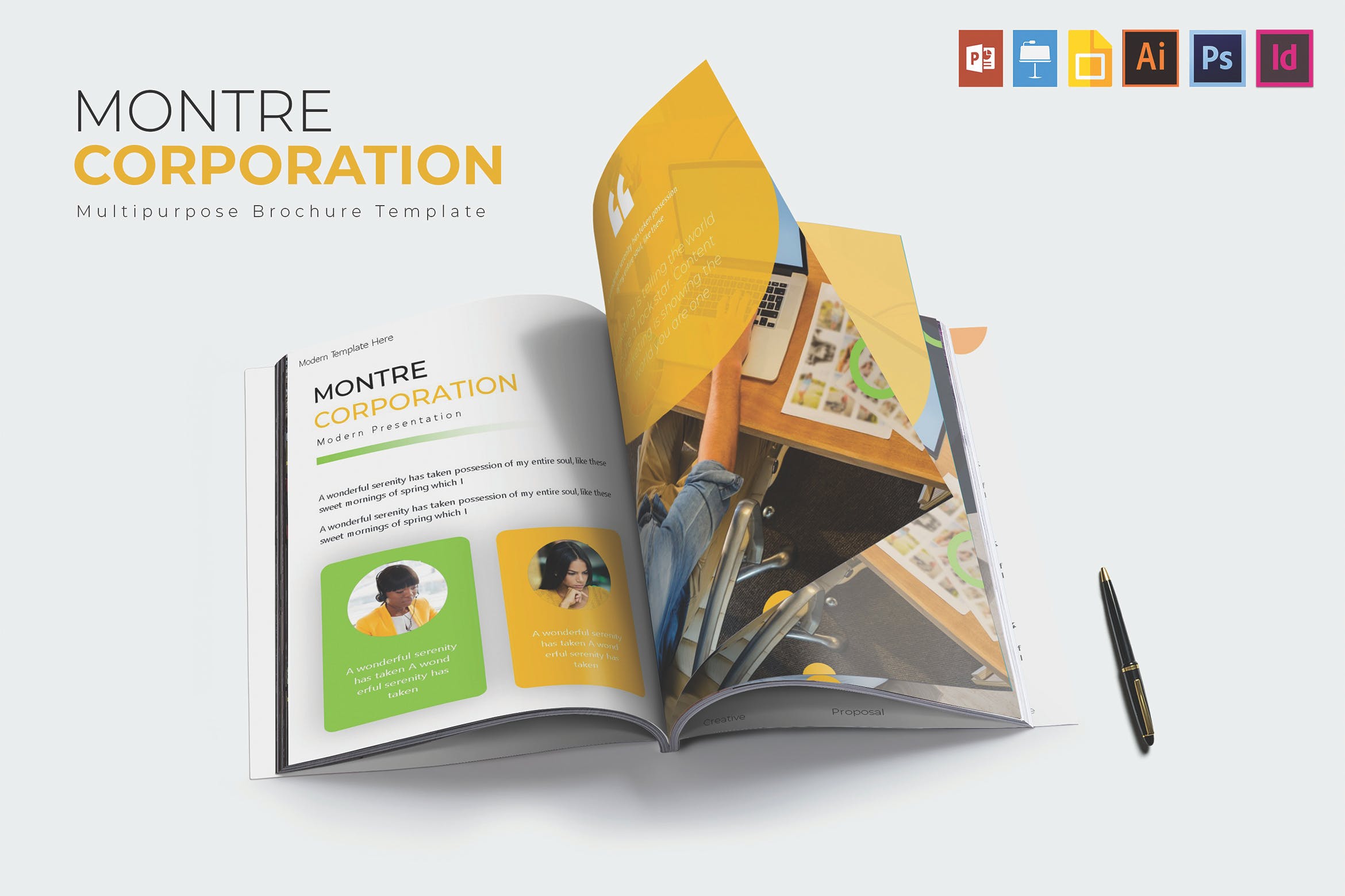 公司业务介绍宣传画册设计模板 Montre Corporation | Borchure  Template插图