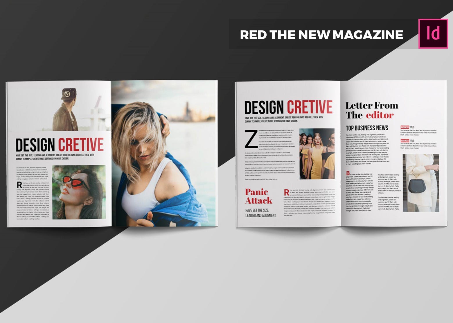 时尚/商业/人物/金融杂志设计模板 Red The New | Magazine Template插图(4)