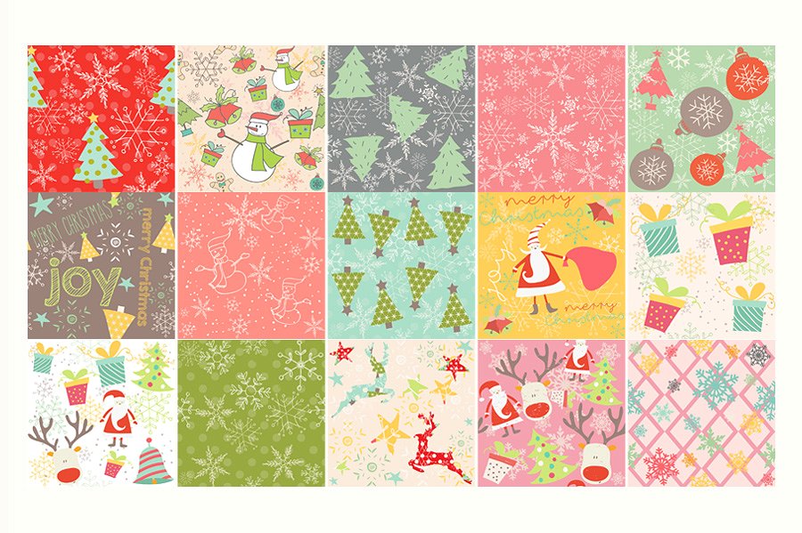 圣诞节主题元素图案纹理 Christmas Seamless Patterns插图(4)