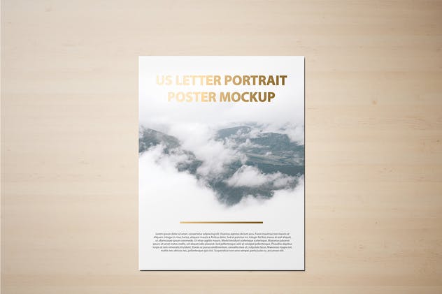 美国信纸规格海报传单/信头样机 US Letter Portait Flyer / Letterhead Mockup插图1