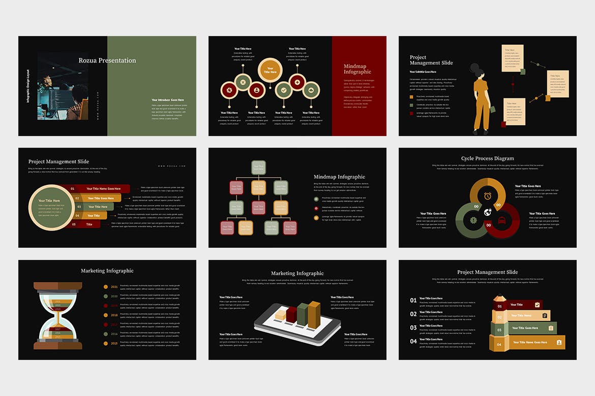 市场分析/市场调研报告PPT模板下载 Rozua : Vector Infographic Business Powerpoint插图(7)