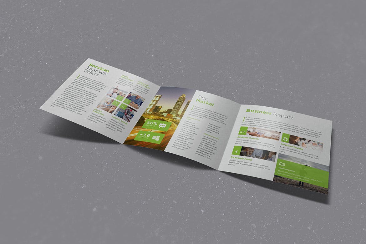 三折页企业宣传册/宣传单设计模板 Enrico Business Square Trifold插图(1)