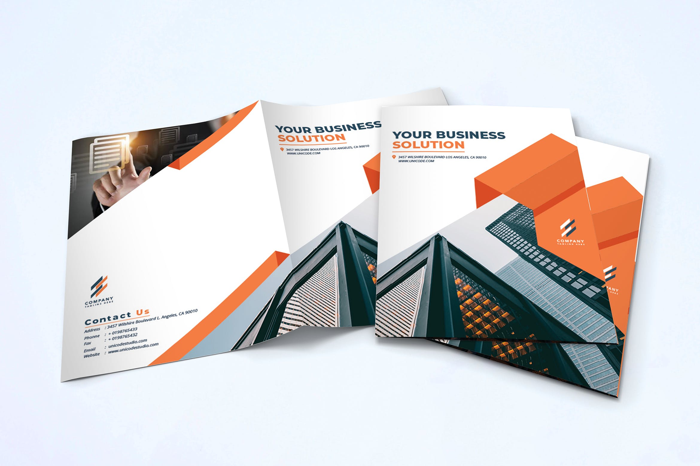 金融/贸易企业对折页宣传册设计模板 Bifold Brochure插图