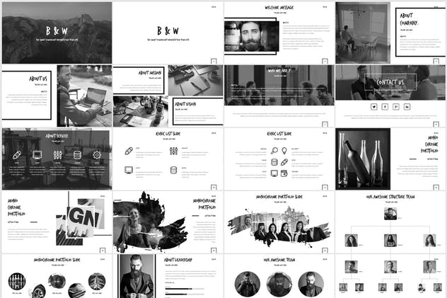 极简主义黑白风格初创企业介绍Keynote幻灯片模板 B&W – Keynote Template插图(1)