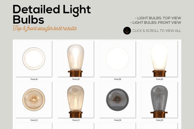 大帐篷灯泡装饰金属字体场景模板2 Marquee Light Bulbs Front 2 – Font Without Bulbs插图(3)
