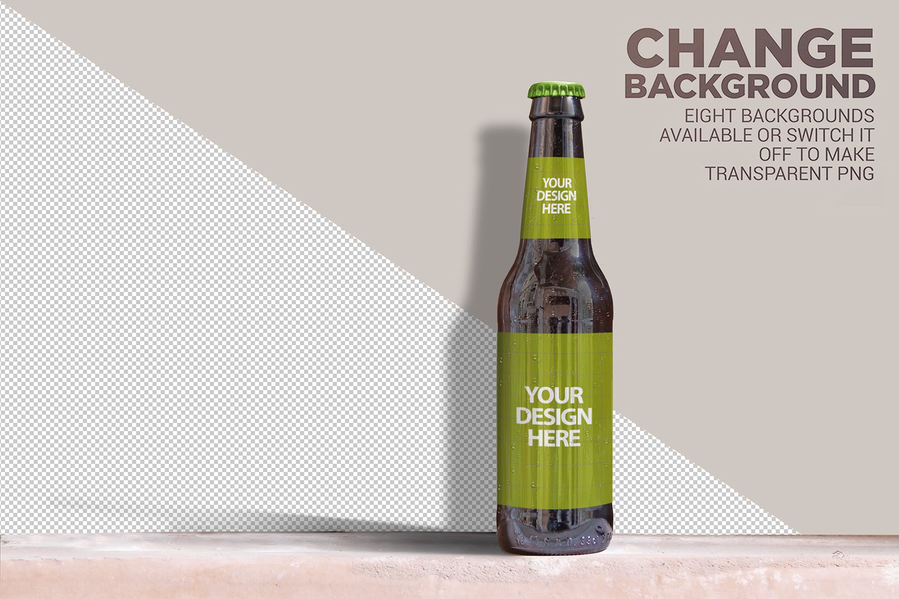 砖墙背景啤酒瓶外观设计样机模板 Brick Backgrounds Beer Mockup插图5