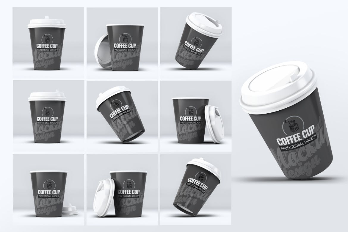一次性咖啡纸杯外观设计样机v1 Coffee Cup Mock-Up V.1插图(1)