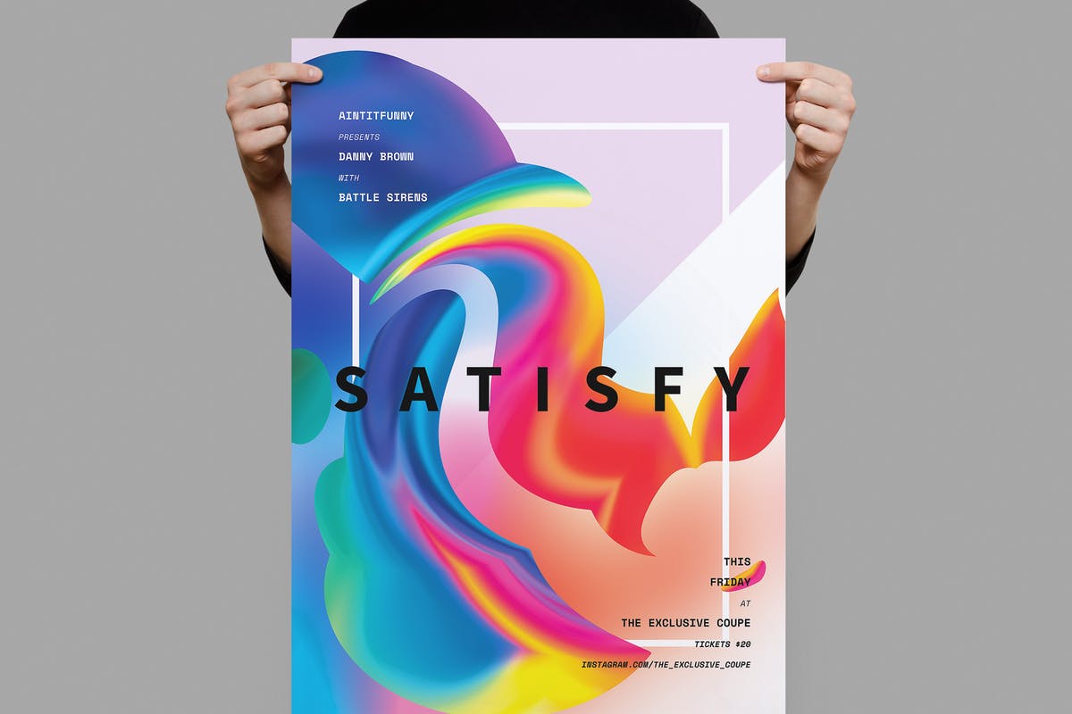 多彩抽象图案促销传单海报模板 Satisfy Poster / Flyer插图