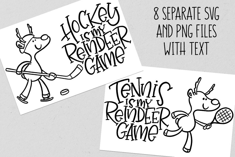 驯鹿矢量图形游戏设计素材 Reindeer Games: 8 cartoon set插图1