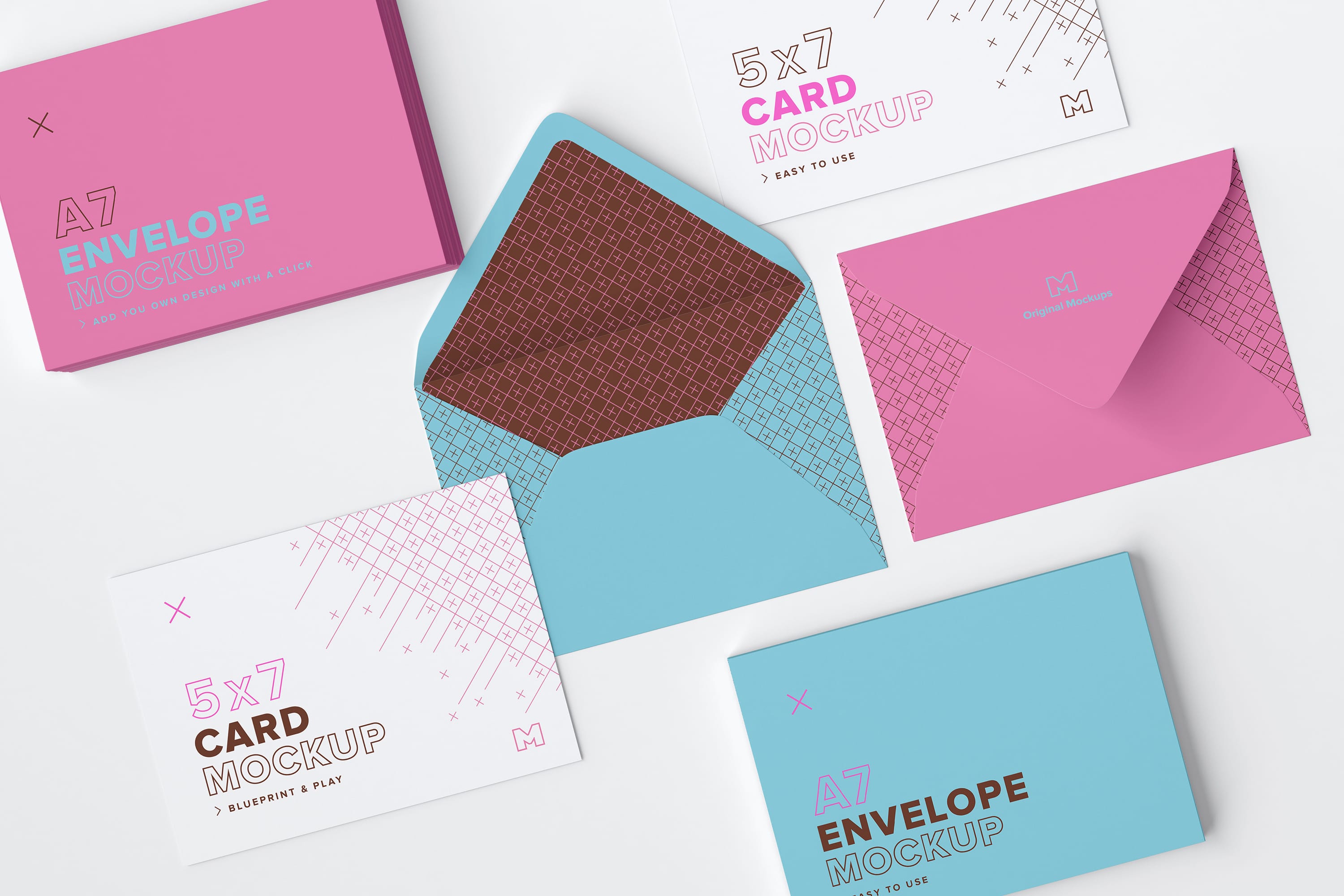 A7尺寸信封设计品牌VI样机模板02 A7 Envelope Stacks Mockup 02插图3