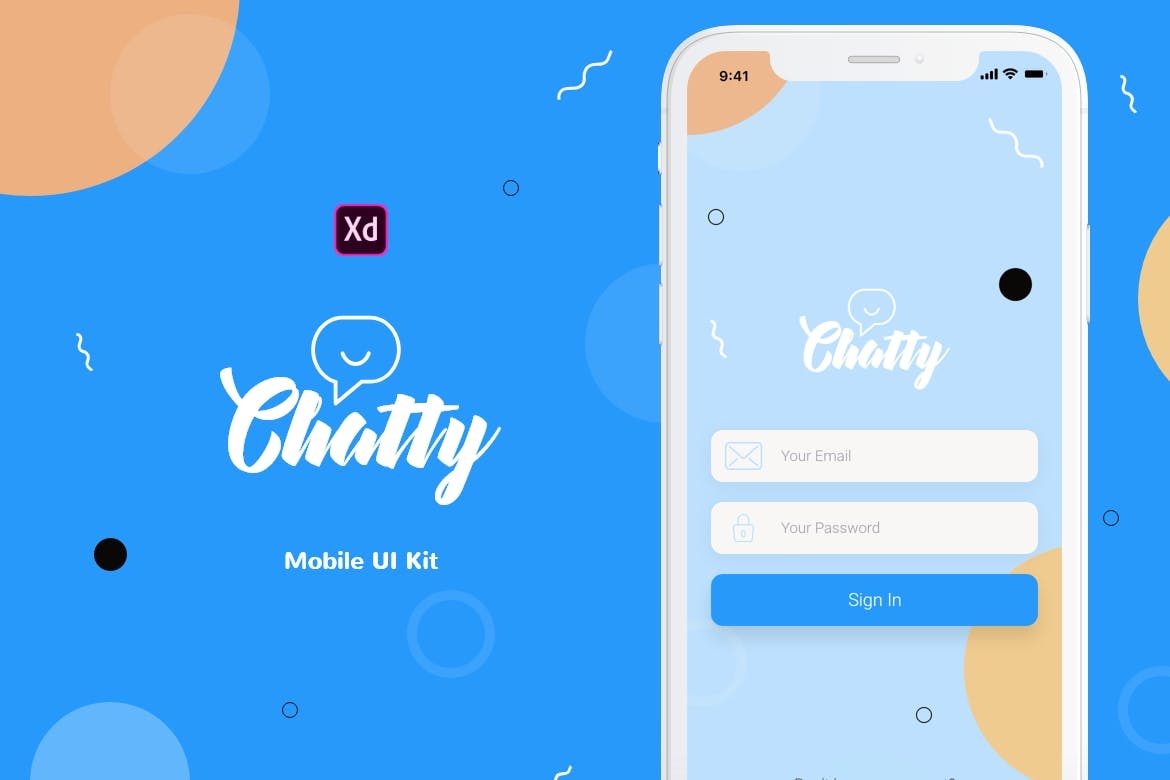 社交APP应用UI设计套件for XD Chatty Mobile UI Kit插图