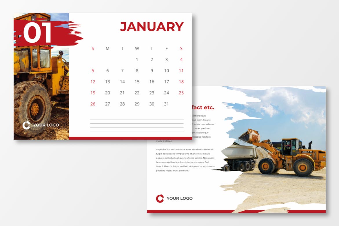 2020年建筑基建企业定制活页日历设计模板 Calendar 2020插图3