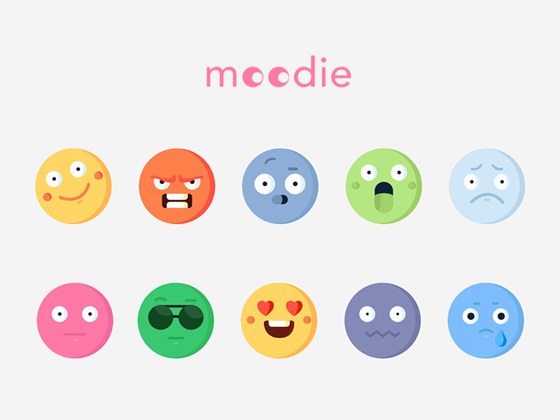 一组彩色可爱的Emojie表情 Mood Emojies插图