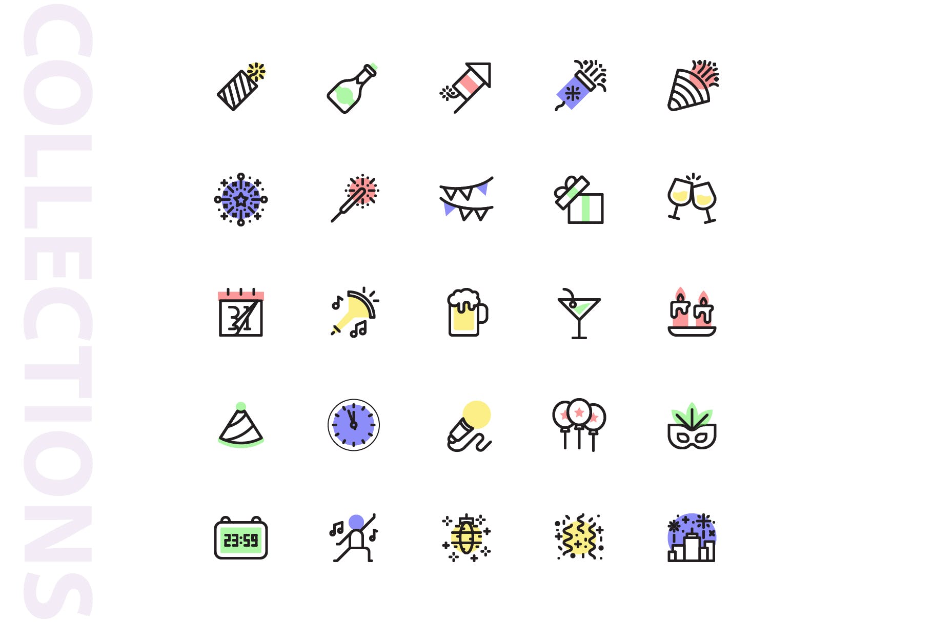 25枚新年主题矢量阴影图标v2 New Year Shape  Icons插图(3)