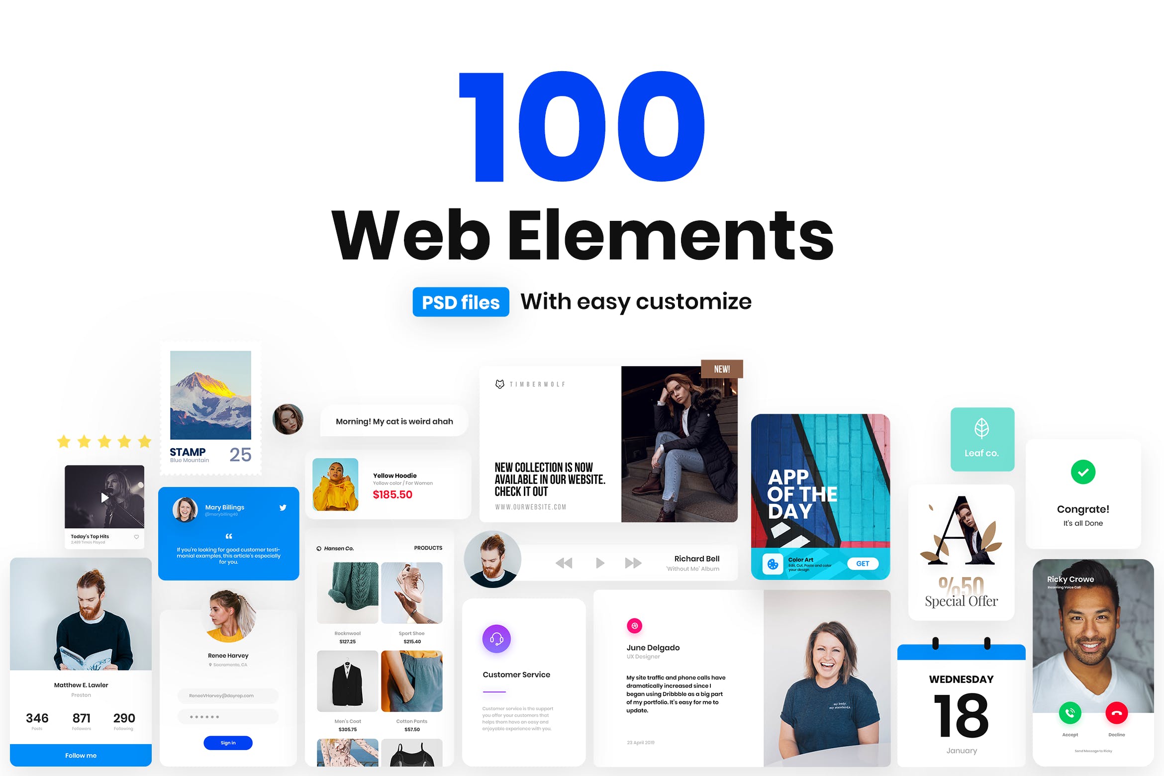 100个APP＆Web原型UI界面设计元素下载 Web Elements插图