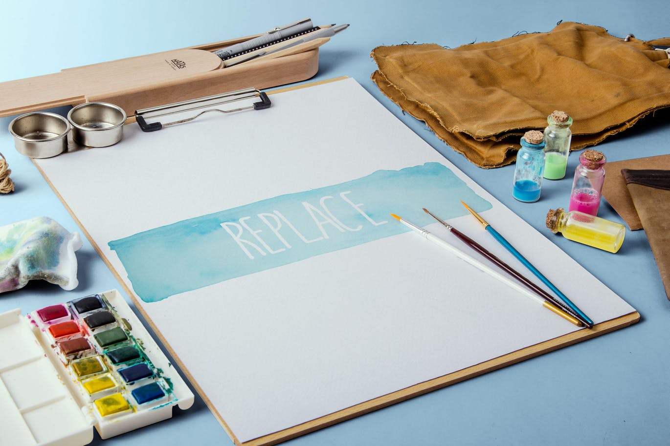 水彩手绘作品欣赏展示样机模板#1 Watercolor Paint Mockup Pack #1插图