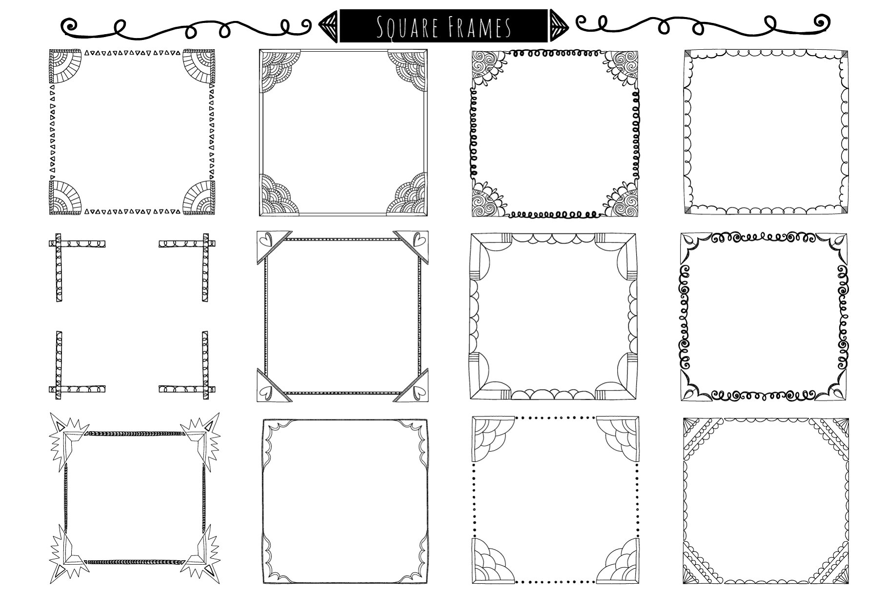 涂鸦手绘边框和框架 Hand-Drawn Borders & Frame Doodles插图(6)