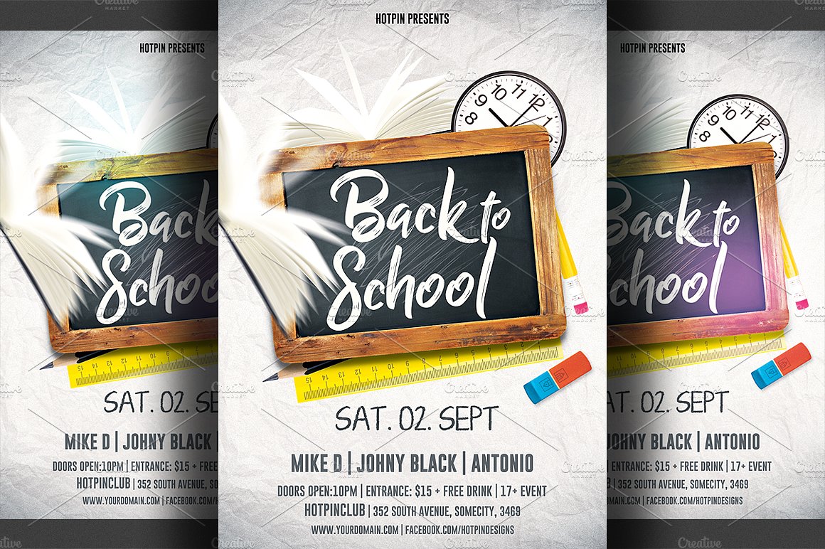 重返校园系列聚会传单模板 Back to School Party Flyer Template插图