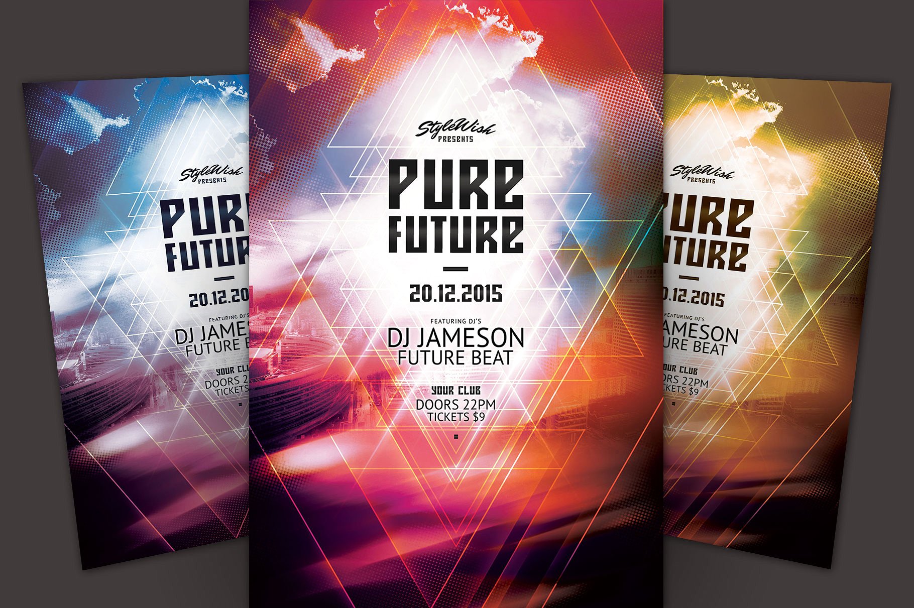 抽象城市天空传单模板 Pure Future Flyer Template插图