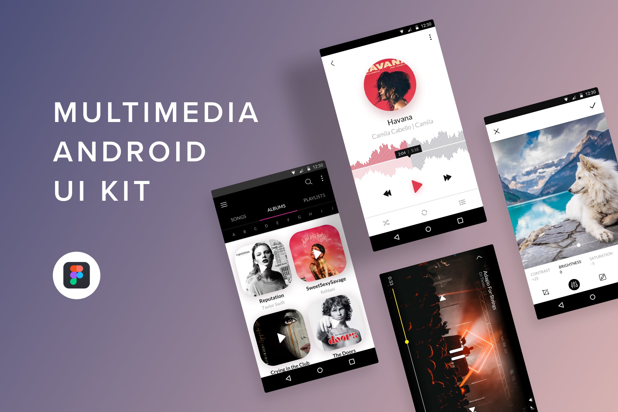 Android平台多媒体APP应用UI设计套件Figma模板 Multimedia Android UI Kit (Figma)插图