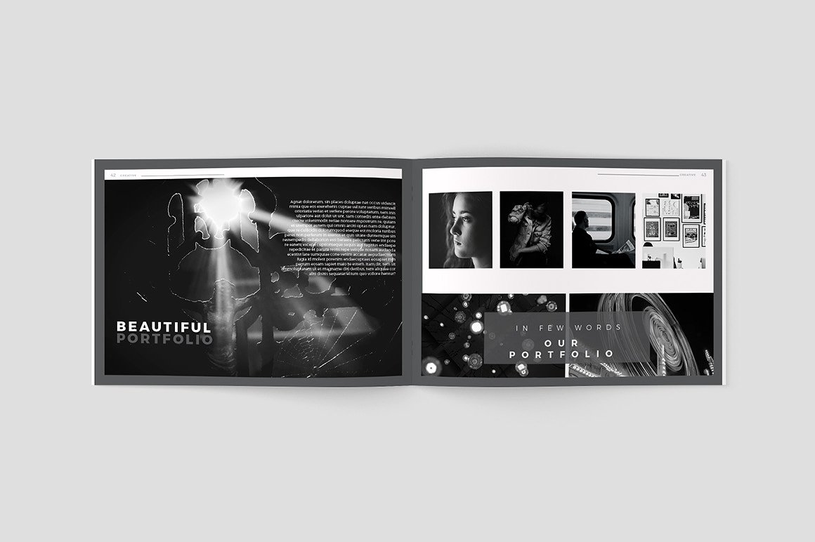 创意极简的黑白色调杂志手册模板下载[indd]插图(20)