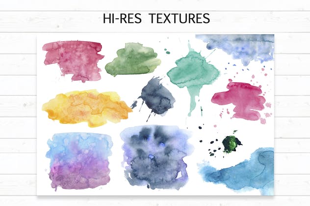 水彩肌理纹理＆水彩飞溅斑点设计素材 Watercolor textures&splashes插图(1)