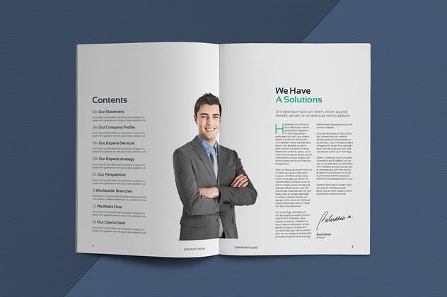 高端企业宣传画册设计INDD模板素材 Business Brochure Template插图(2)