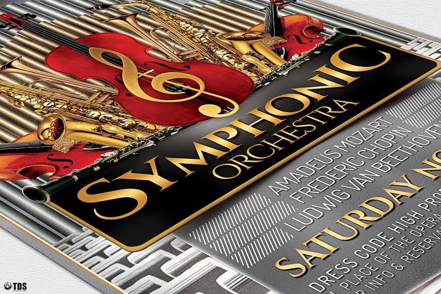 交响乐团演出传单PSD模板v1 Symphonic Orchestra Flyer PSD V1插图(5)